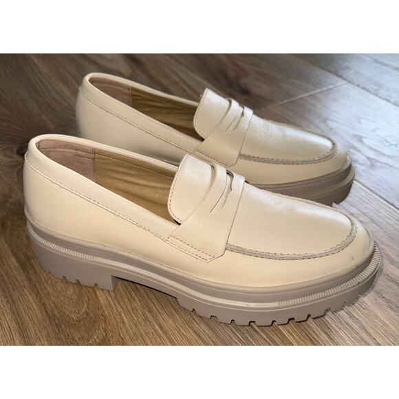 Portland Patina Leather Chunky Loafers - Bone - size 10.5 - S12 - Picture 1 of 12